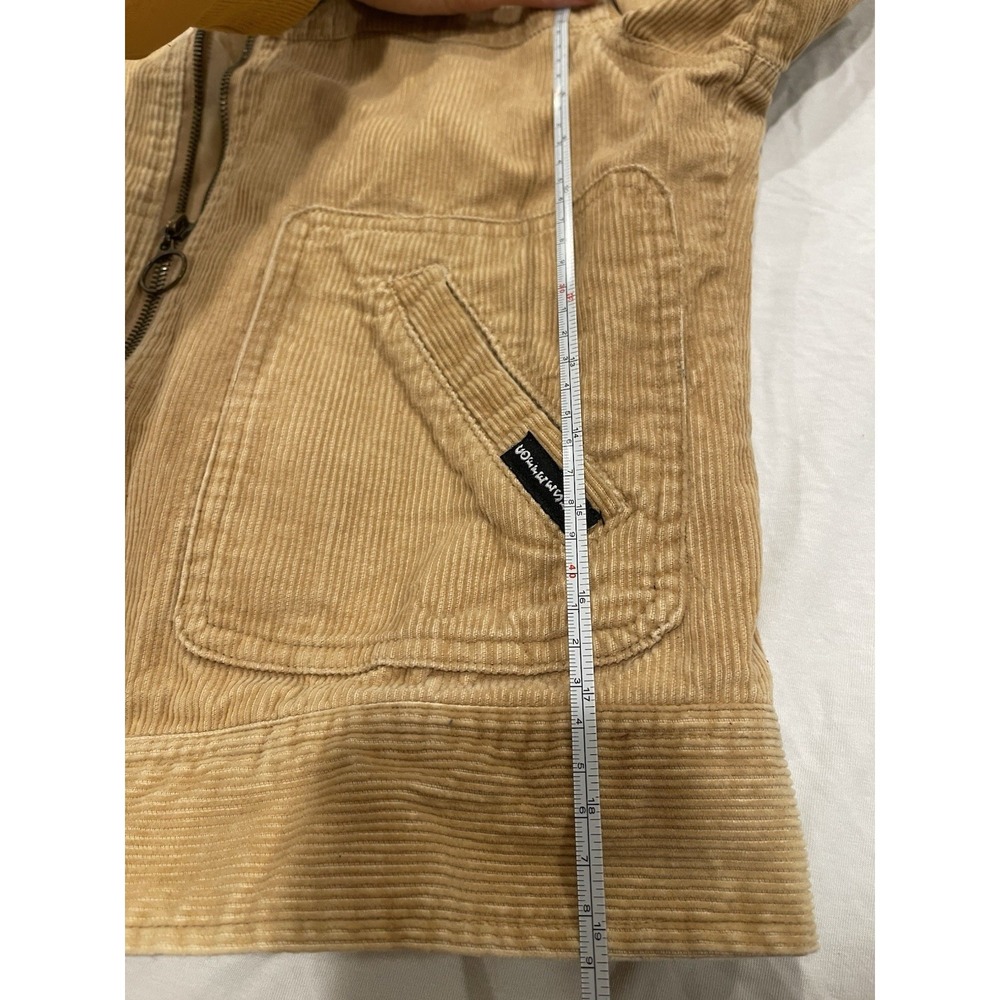 VTG Coffee Shop Corduroy Jacket Womens XS Tan Beige‎ Ribbed Knit Collar 90s Y2K - Picture 2 of 8